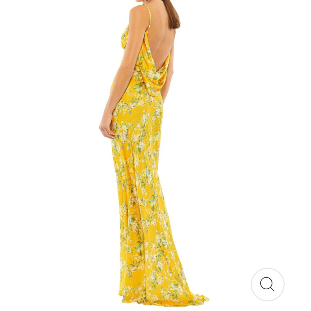 Mac Duggal 🌼 - FLORAL PRINT EMPIRE WAIST BIAS CUT SLEEVELESS TRUMPET GOWN